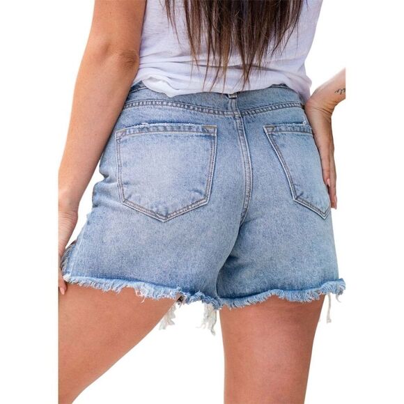 Kancan Women's Distressed Denim Cut-Off Shorts Blue Size S rainbow - Picture 4 of 12